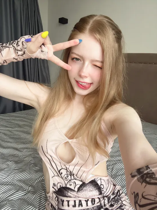 Beige printed dress, peace sign
