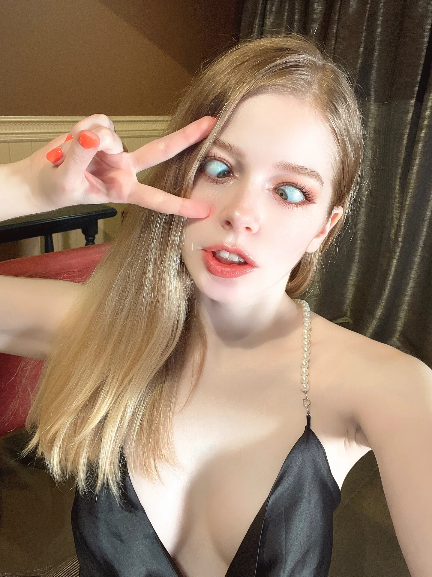 Black camisole selfie