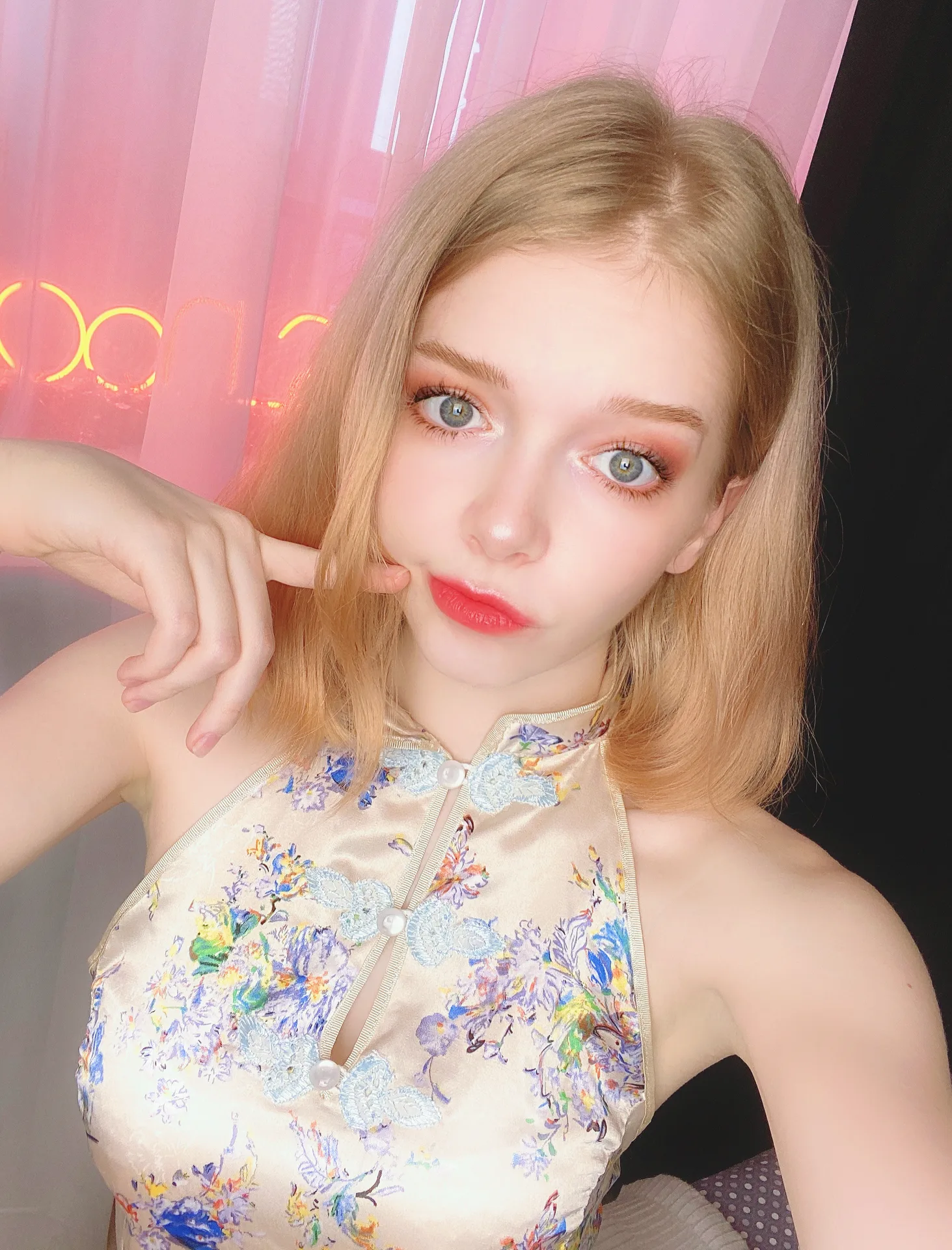 Floral halter dress close-up