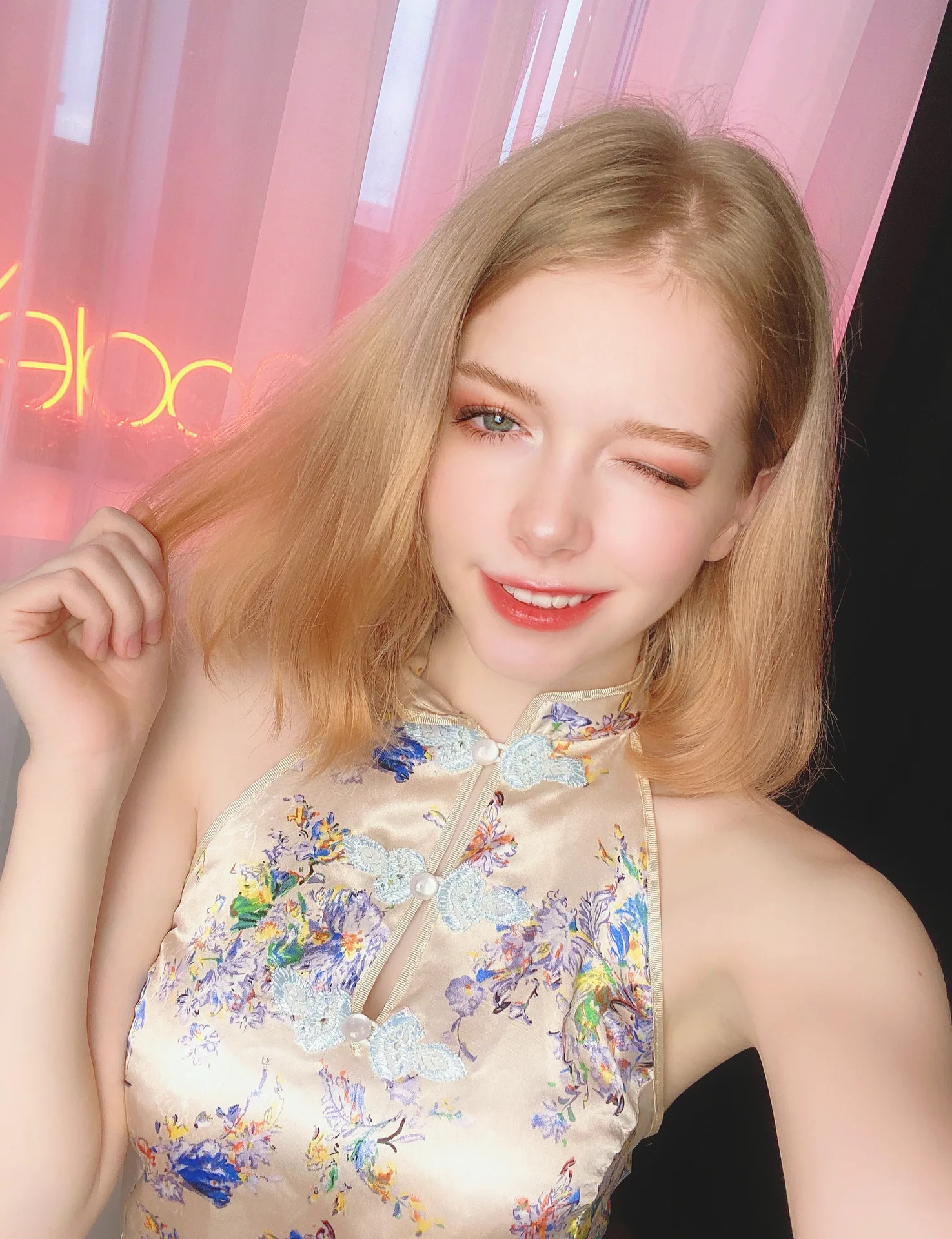 Floral satin dress