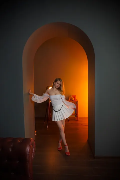 White dress in an archway